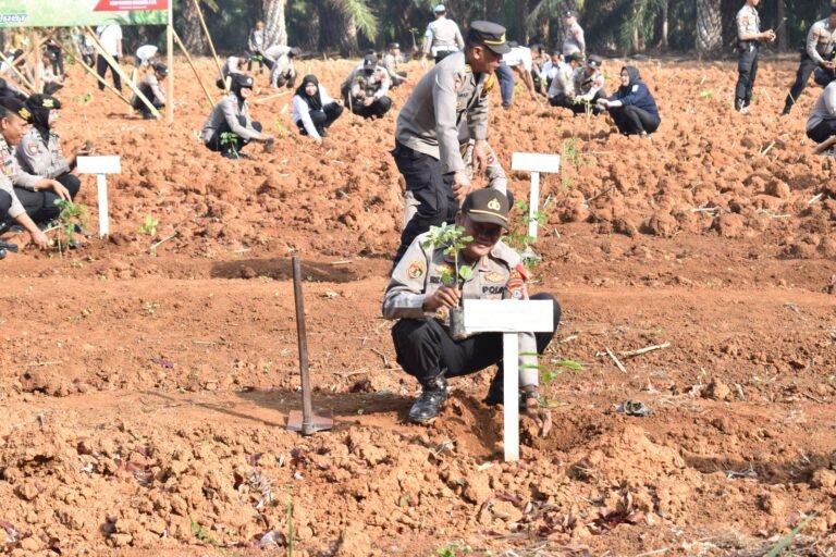 Polres Tanah Laut Gelar Penanaman Bibit Pohon Di Tanah Milik Polri