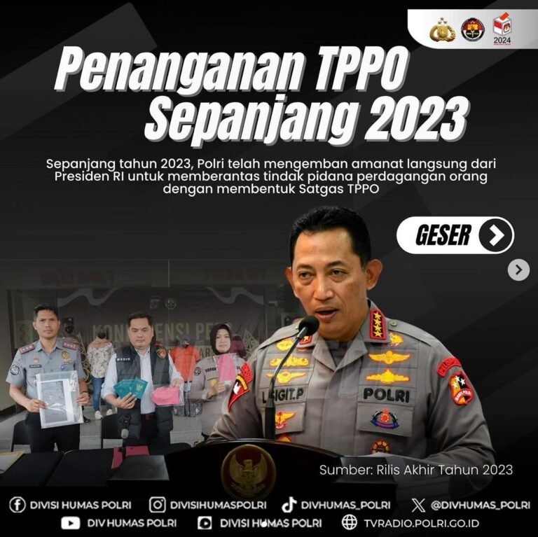 Polri Sukses Lakukan Penanganan TPPO Sepanjang Tahun 2023