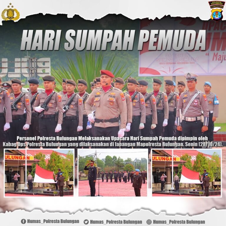 Polresta Bulungan Gelar Upacara Peringatan Hari Sumpah Pemuda ke-96, Tegaskan Semangat Persatuan dan Kemajuan Bangsa