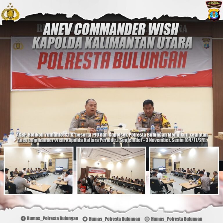 Kapolresta Bulungan Mengikuti Anev Commander Wish Kapolda Kaltara: Evaluasi Program dan Capaian Kinerja