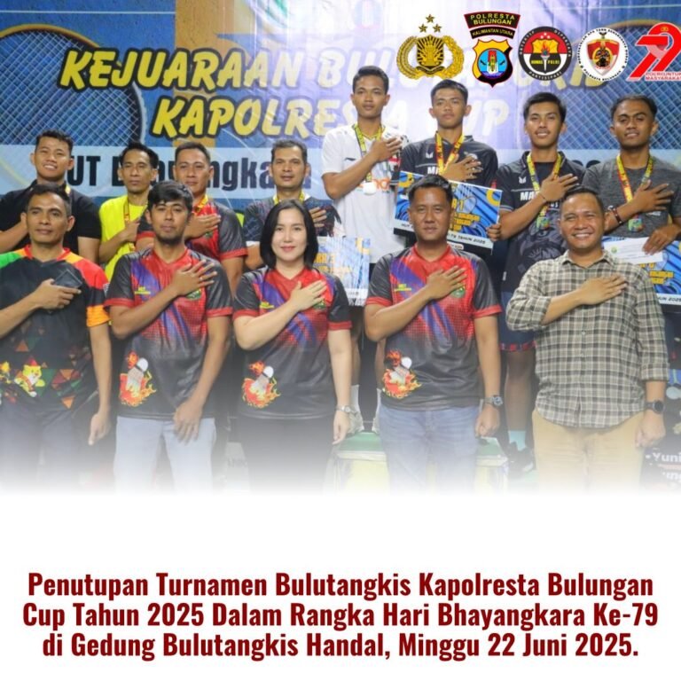 Turnamen Bulutangkis Kapolresta Bulungan Cup 2025 Resmi Ditutup, 138 Peserta Ramaikan Kejuaraan HUT Bhayangkara ke-79