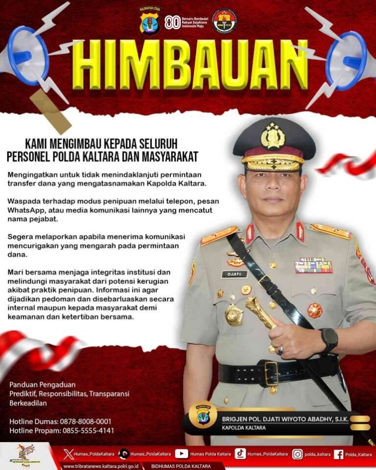 Waspada Penipuan Catut Nama Kapolda Kaltara, Polda Imbau Masyarakat Tidak Tertipu